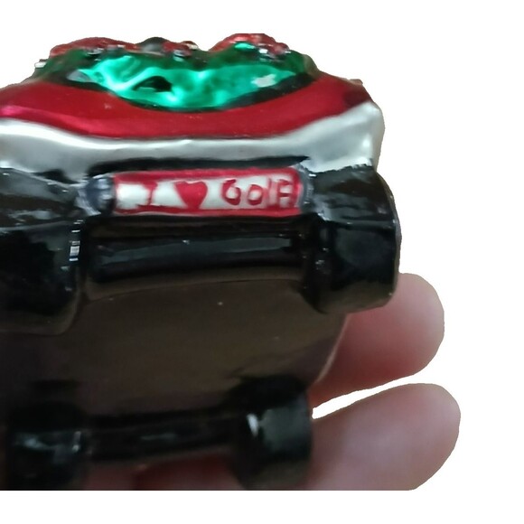 Santa Claus Driving Golf Cart "I love Golf" Glass Christmas Ornament Gift Idea - Picture 4 of 11